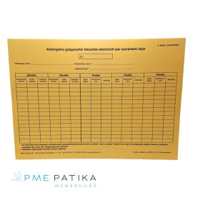   4.sz. nyomtatvány - Közforgalmú gyógyszertár fokozottan ellenőrzött szer nyilvántartó lapja