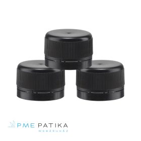 28mm garanciazáras fekete műanyag kupak (Pet flakonhoz)