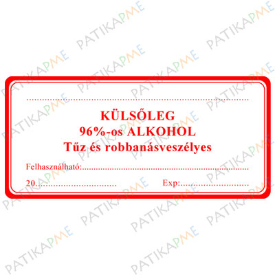 30*60mm Külsőleg- 96% alkohol címke (1000db/tek)