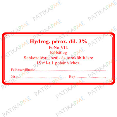 30*60mm Külsőleg- Hydrog. perox.dil. 3% Fono VIII. (1000db/tek)