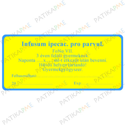 30*60mm Belsőleg-Infusum ipecac. pro parvul. sárga címke (1000db/tek)