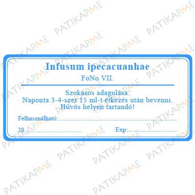 40*70mm Belsőleg- Infusum Ipecacuanhae címke (1000db/tek)
