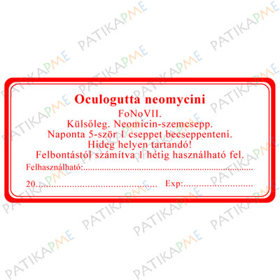 20*55mm Külsőleg-Szemcsepp-Oculogutta Neomycini (1000db/tek)