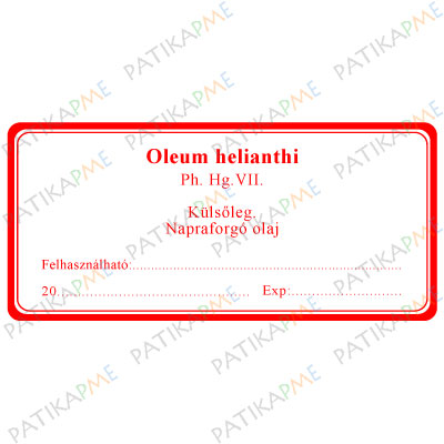 30*60mm Külsőleg-Oleum helianthi (napraforgó olaj) 1000db/tek)