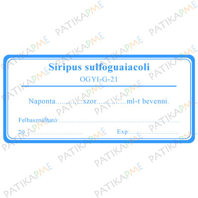 40*70mm Belsőleg-Siripus sulfoguaiacoli címke (1000db/tek)