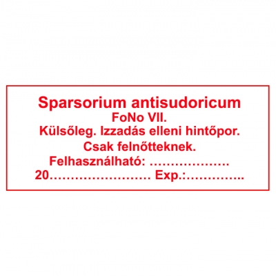 Sparsorium antisudoricum (Izzadás elleni hintőpor) FoNo VIII.- Külsőleg