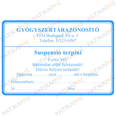 30*60mm Suspensio terpini+patika azonosító kék címke (1000db/tek)