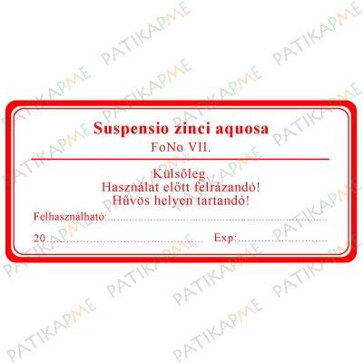 30*60mm Külsőleg- Suspensio zinci aquosa címke (1000db/tek)