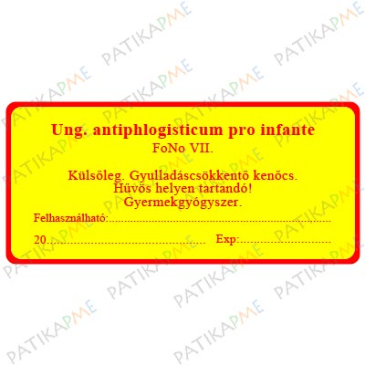 30*60mm Külsőleg-Ung. Antiphlogisticum pro infante sárga címke (1000db/tek)